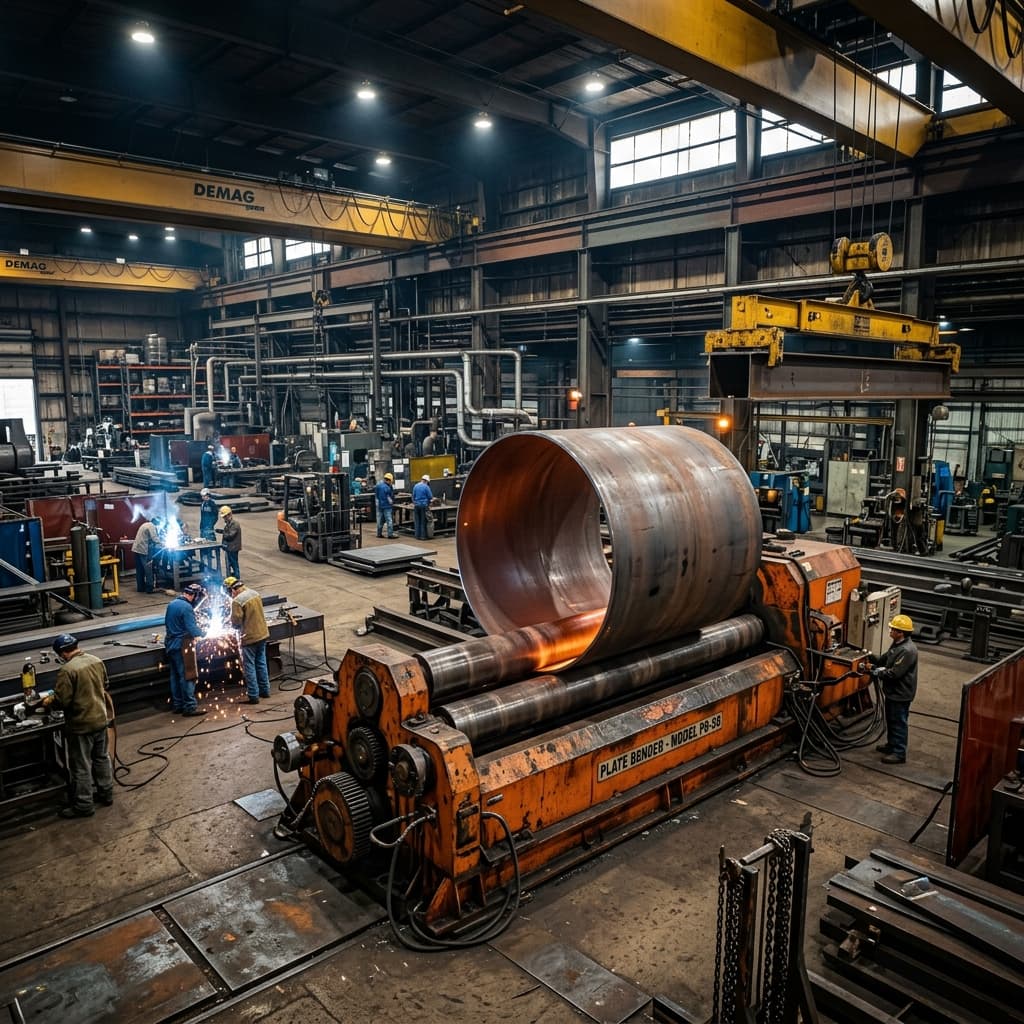 Heavy Metal Fabrication Factory - Three Roll Bending Machine